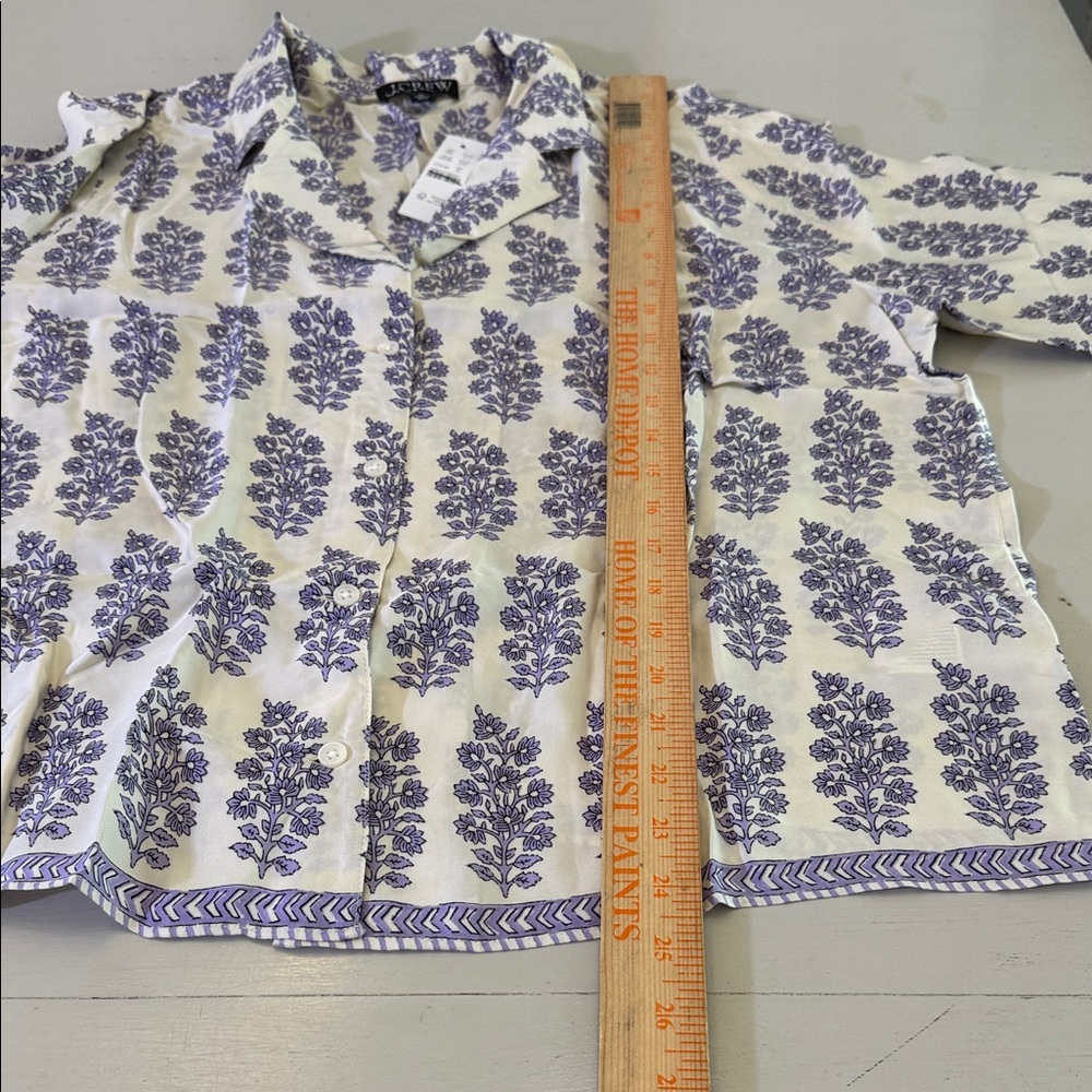 J. Crew Camp-collar button-up shirt in blooming lilac block print Size XL - Picture 7 of 10